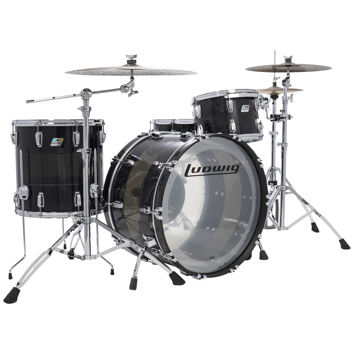 Ludwig VistaLite Pro Beat 3-Piece Shell Pack - Black Sparkle/Smoke/Black Sparkle