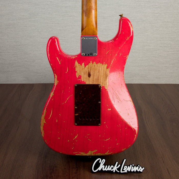 Fender Custom Shop 62 Stratocaster HSS Heavy Relic Electric Guitar, Ebony Fingerboard - Watermelon King - CHUCKSCLUSIVE - #R129719