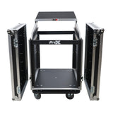ProX T-12MRSS13ULT 13U Top 12U Front Rack Combo Flight Case with Laptop Shelf and Casters