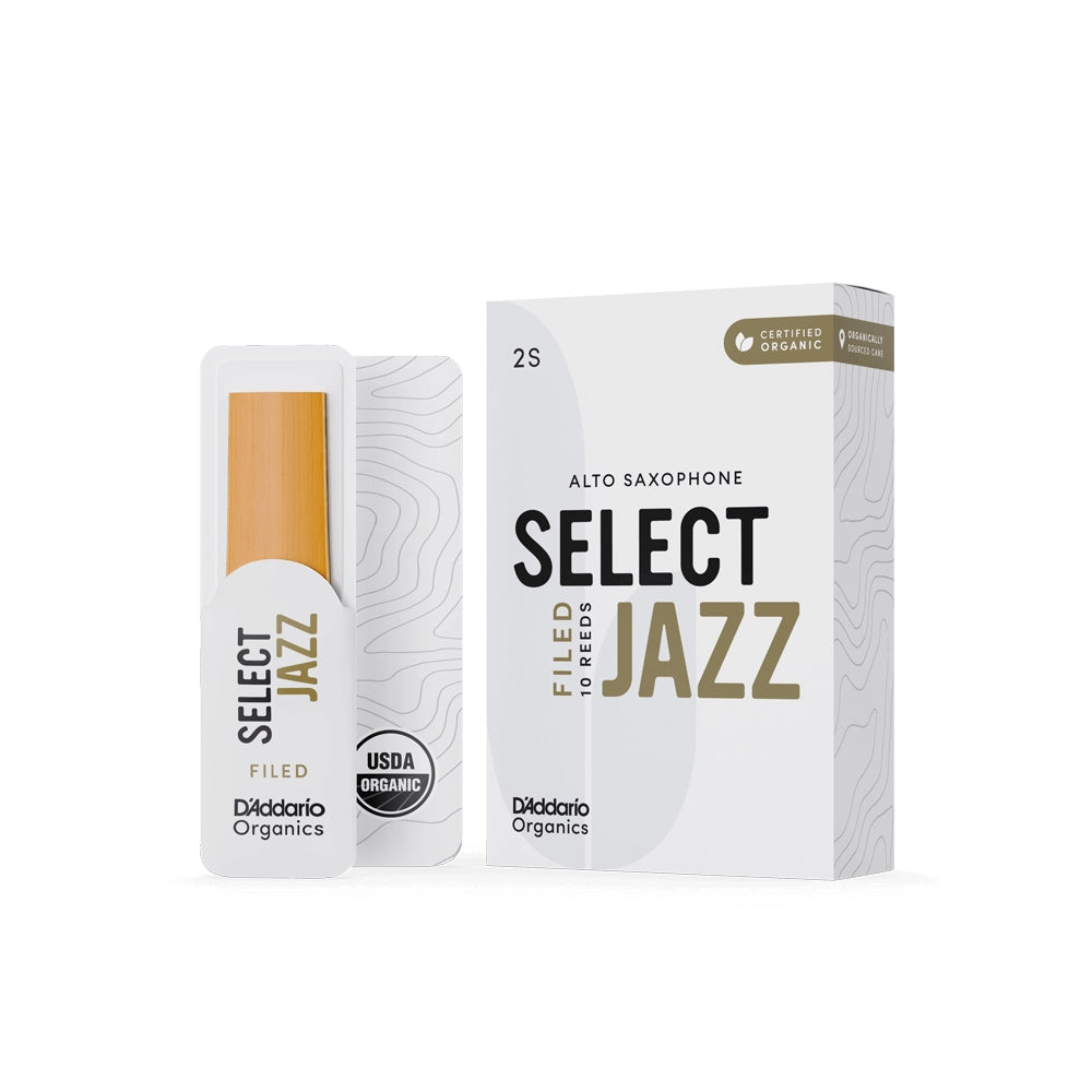 D'Addario ORSF10ASX2S Organic Select 10-Pack Jazz Alto Saxophone Reeds - 2 Soft