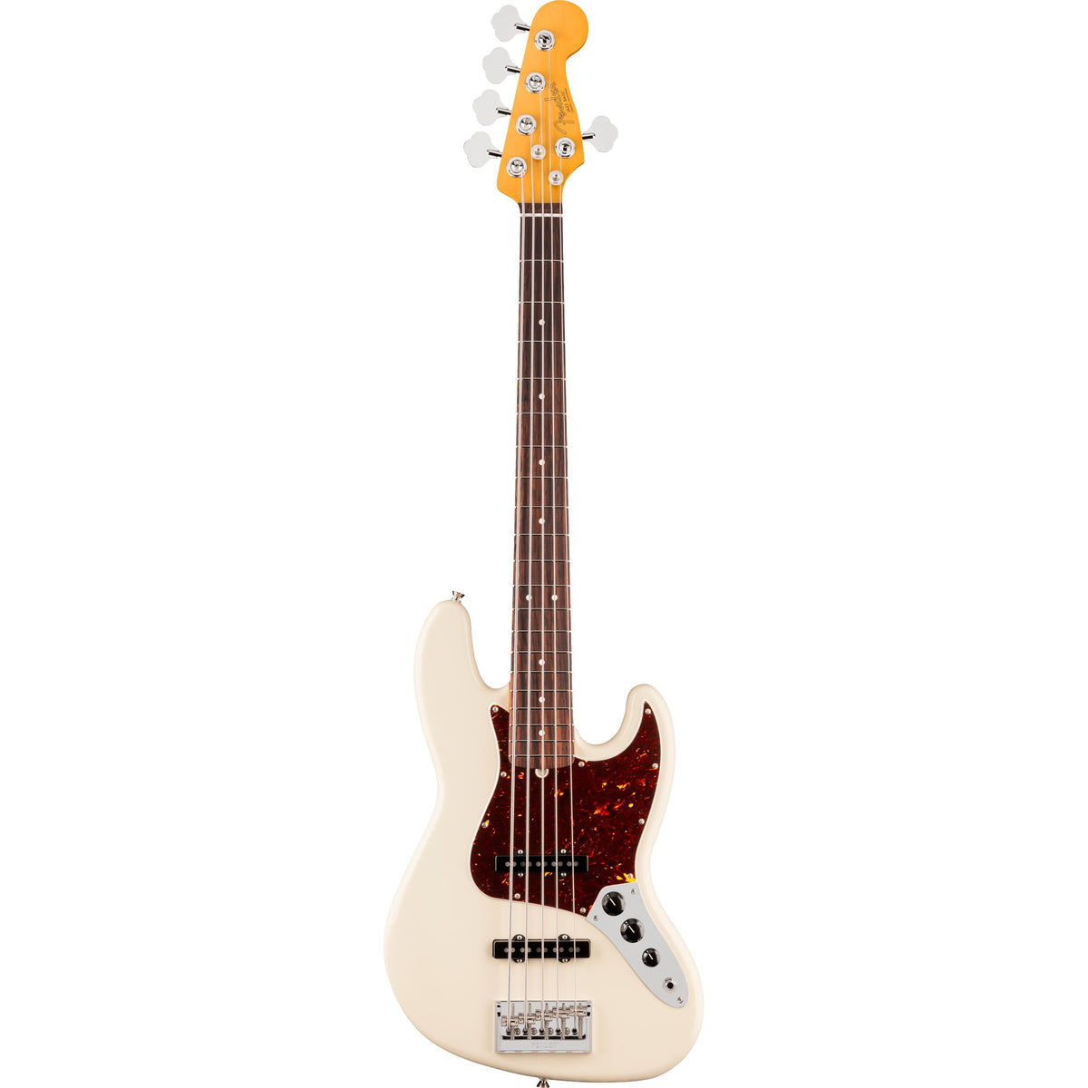 Fender American Professional Jazz V 5-String Electric Bass Guitar, Rosewood Fingerboard - Olympic White