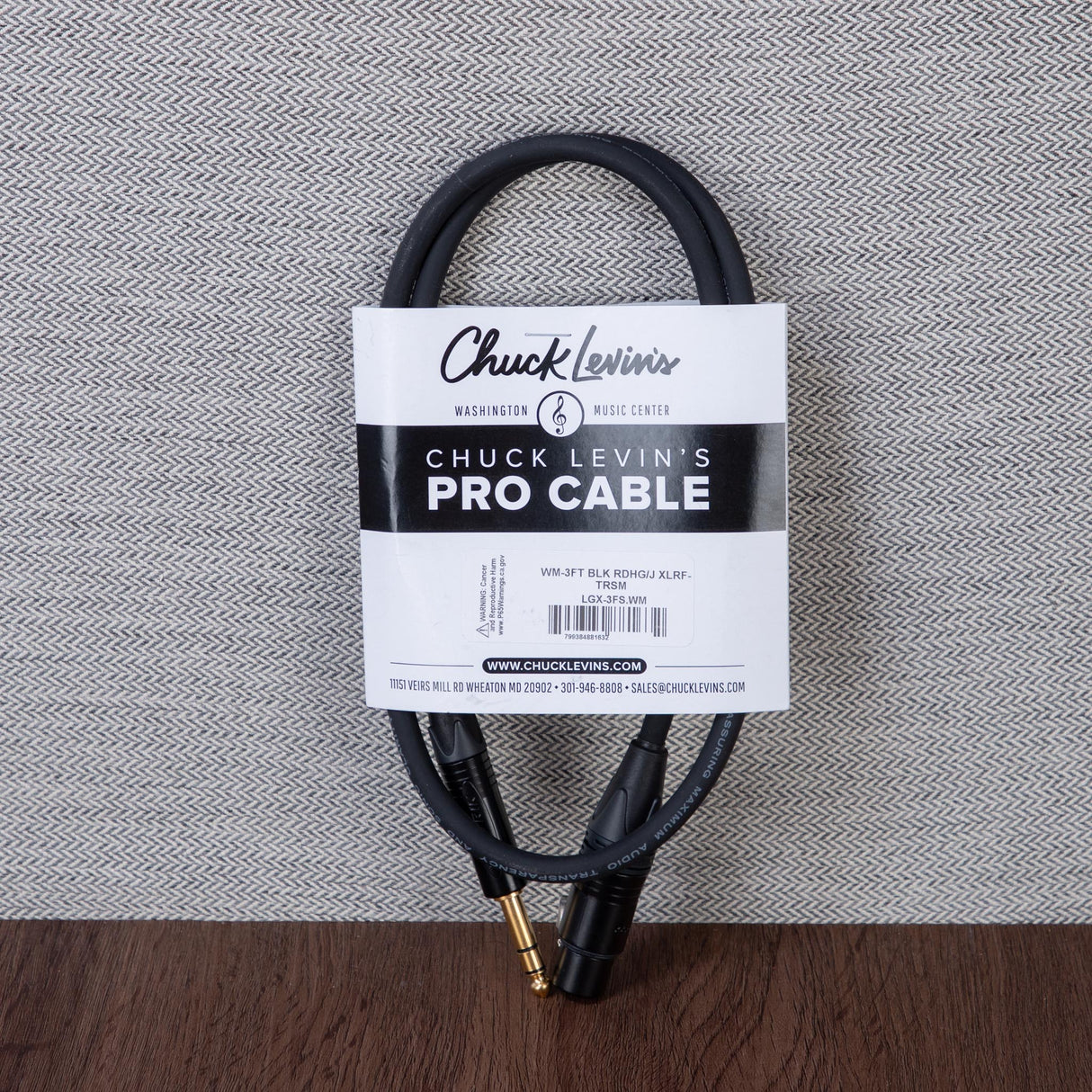 Chuck Levins LGXF-3-WM 3-Foot Balance LGX Cable - XLRF to TRSM