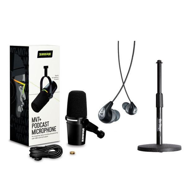 Shure MV7+-K with Earbuds Podcasting Bundle - Black – Chuck Shure MV7+-K with Earbuds Podcasting Bundle - Black – Chuck