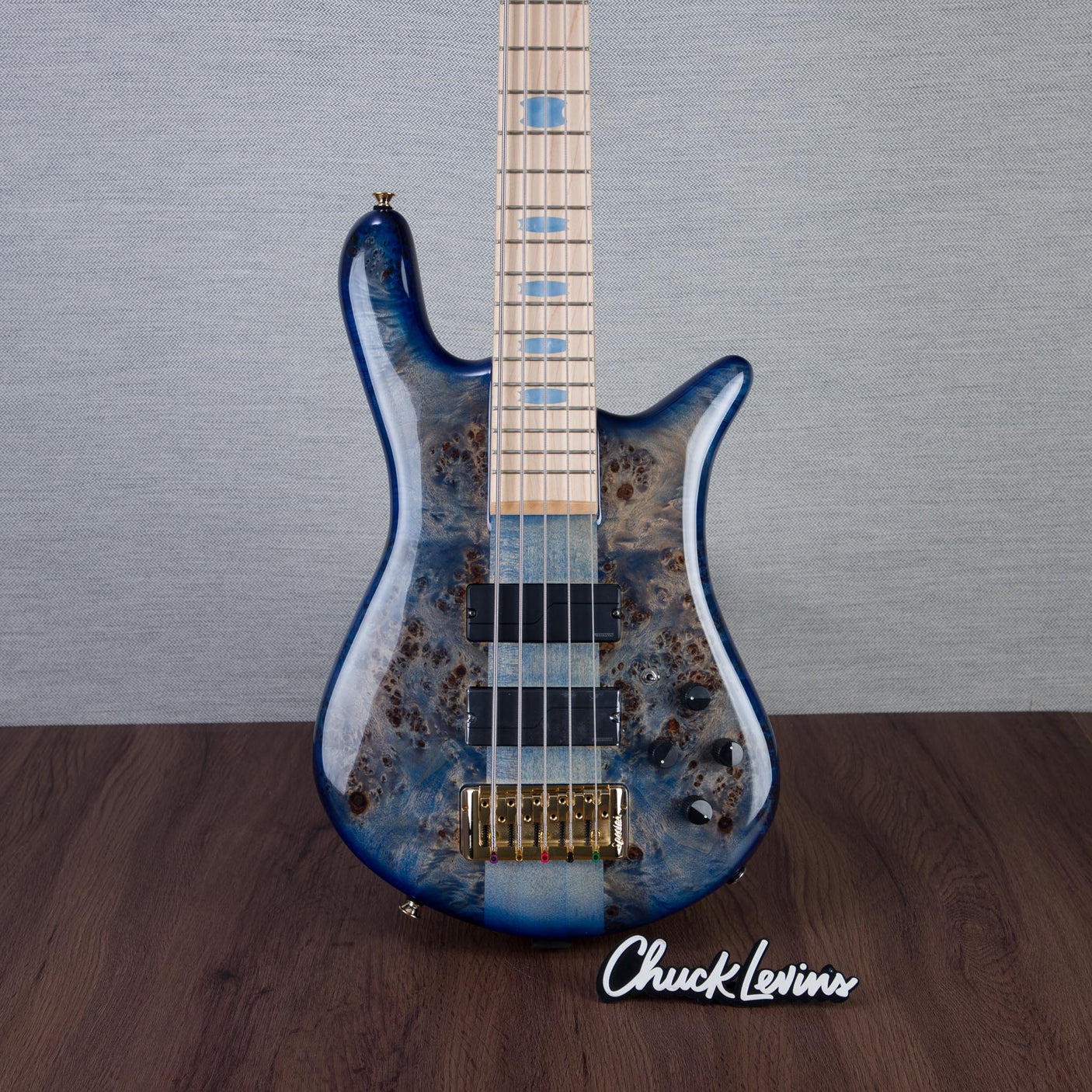 Spector Euro 5 LT Poplar Burl Over Ash 5-String Electric Bass Guitar - Faded Light Blue Gloss - CHUCKSCLUSIVE - #]C121NB23330