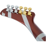 EVH Striped Series Shark Electric Guitar, Pao Ferro Fingerboard - Burgundy With Silver Stripes - New