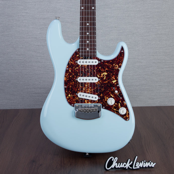 Music Man Cutlass SSS Trem Electric Guitar, Powder Blue - Mint Open Box