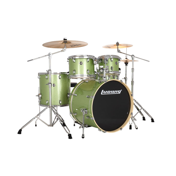 Ludwig Evolution 5-Piece Kit with 22-Inch Kick - Mint Sparkle Finish