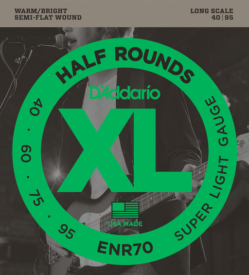 D'Addario ENR70 Half Round Bass Guitar Strings, Super Light, 40-95, Long Scale