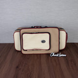 Marcus Bonna Gentleman's Bassoon Case - Beige/Ivory Leather, Wine Red Trim, Silver Metal Logo