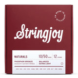 Stringjoy Naturals 12-String Phosphor Bronze Acoustic Guitar Strings - Extra Light Gauge (.010-.050)