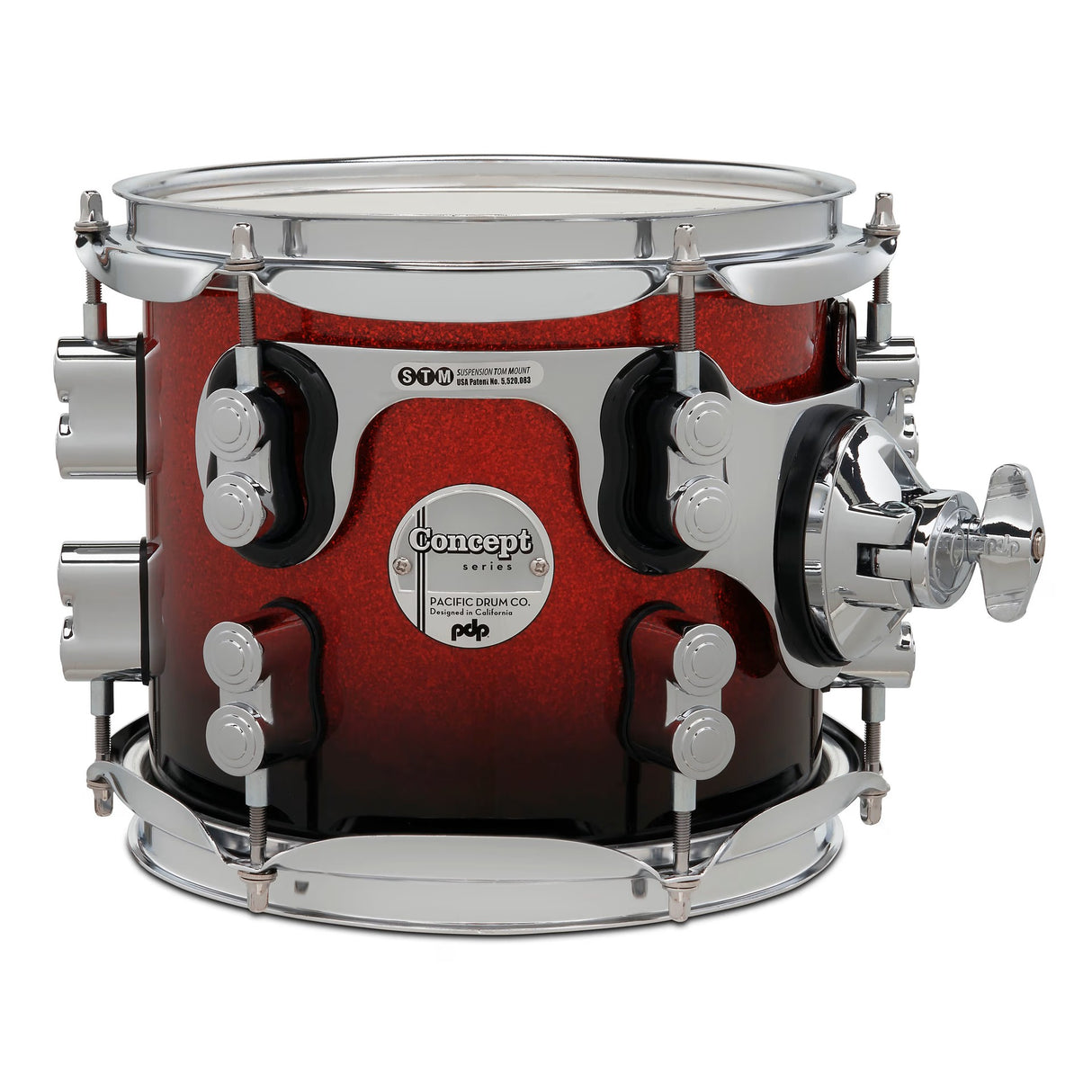 PDP 8 x 7-Inch Concept Maple Mounted Tom Drum - Red to Black Fade
