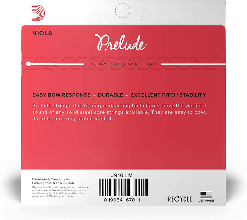 D'Addario Prelude Full Scale Viola Strings - J910 LM