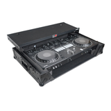 ProX XS-DDJREV5 WLTBL LED ATA Flight Style Road Case For Pioneer DDJ-REV5 DJ Controller with Laptop Shelf 1U Rack Space Wheels and LED Black Finish