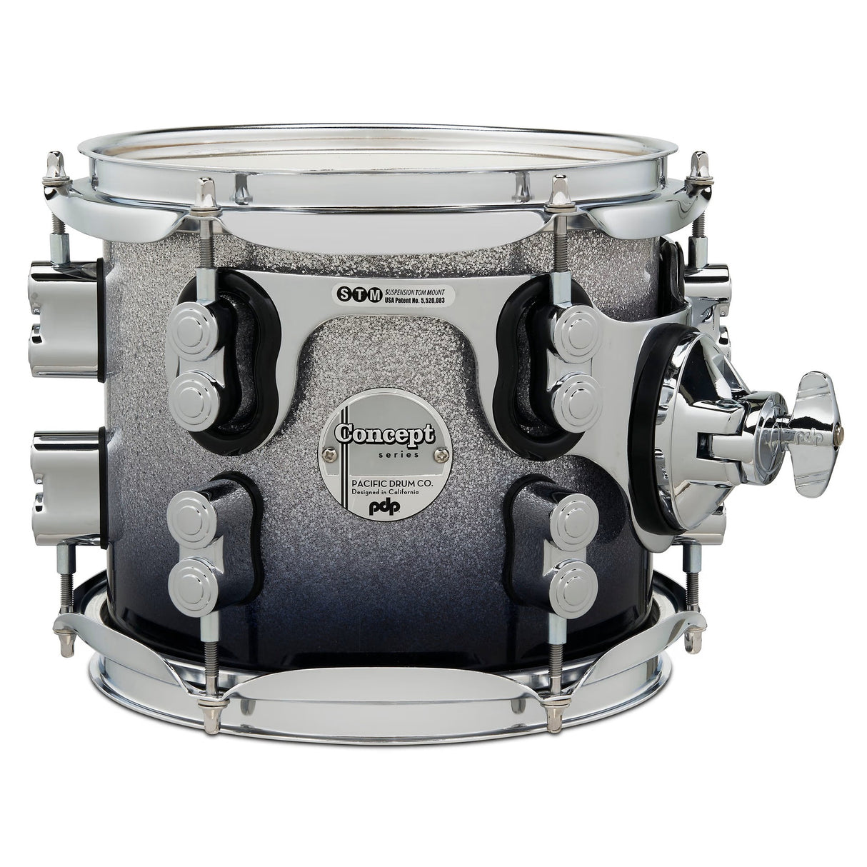 PDP 8 x 7-Inch Concept Maple Mounted Tom Drum - Silver to Black Fade
