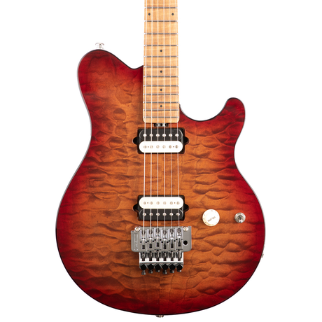 Music Man Quilt Maple Axis Electric Guitar - Roasted Amber - New