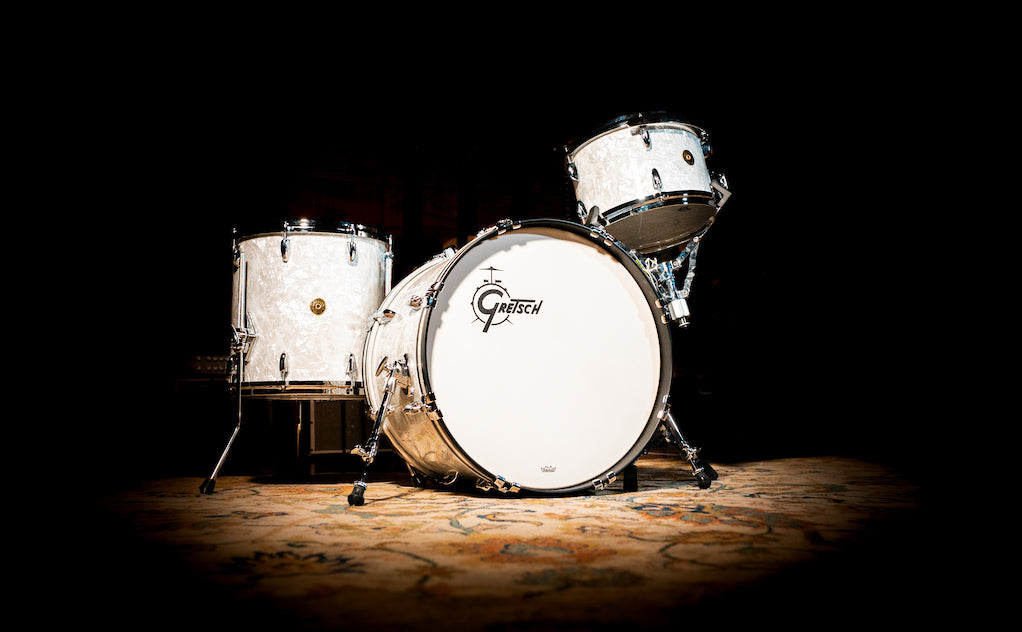 Gretsch USA Custom Nitron 3 Piece Shell Pack, 60's White Marine Pearl - 12/14/20