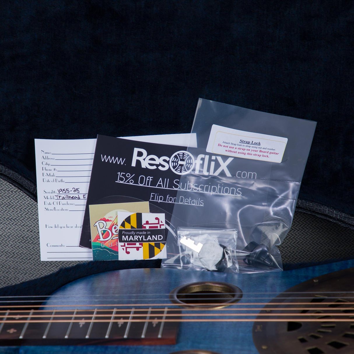 Beard Guitars Trailhead Resonator Curly Maple Acoustic Electric Guitar - Denim Blue - #1955-25