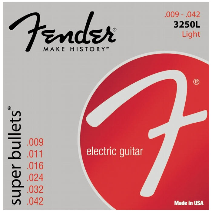 Fender 3250L Super Bullets Nickel Plated Electric Guitar Strings, Light (9 - 42)