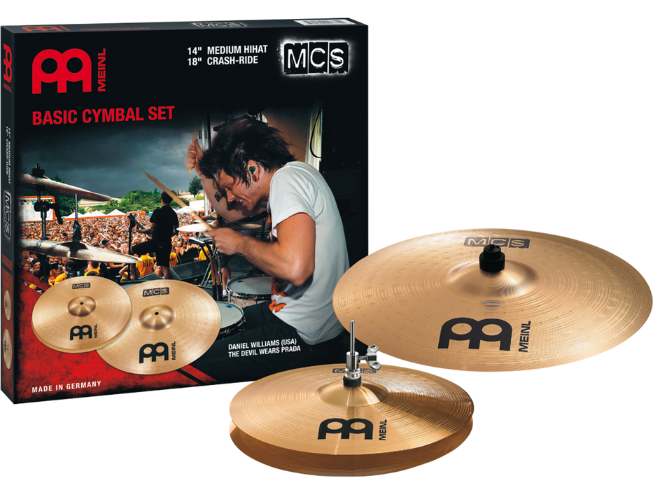 Meinl MCS Set: 14" Medium Hi-Hat Cymbals, 18" Crash Ride Cymbal