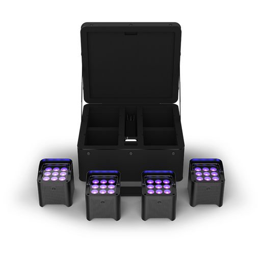Chauvet DJ Freedom Par H9 IP X4 Battery-Powered IP54 RGBAW+UV LED PAR Kit with Bag Remote and Multi-Charger 4-Pack