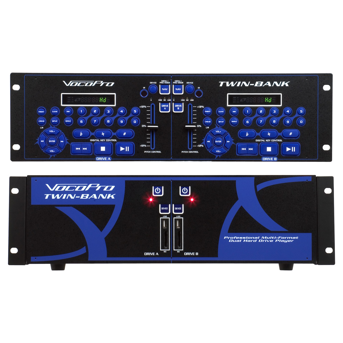VocoPro Twin-Bank Professional Multi-Format Dual Hard Drive Player - New