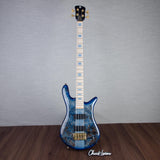 Spector Euro 4 LT Poplar Burl Over Ash Electric Bass Guitar - Faded Light Blue Gloss - CHUCKSCLUSIVE - #]C121NB23310