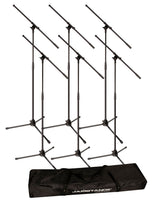 Jamstands JS-MCFB6PK 6-Pack Tripod Mic Stand & Carry Bag - New