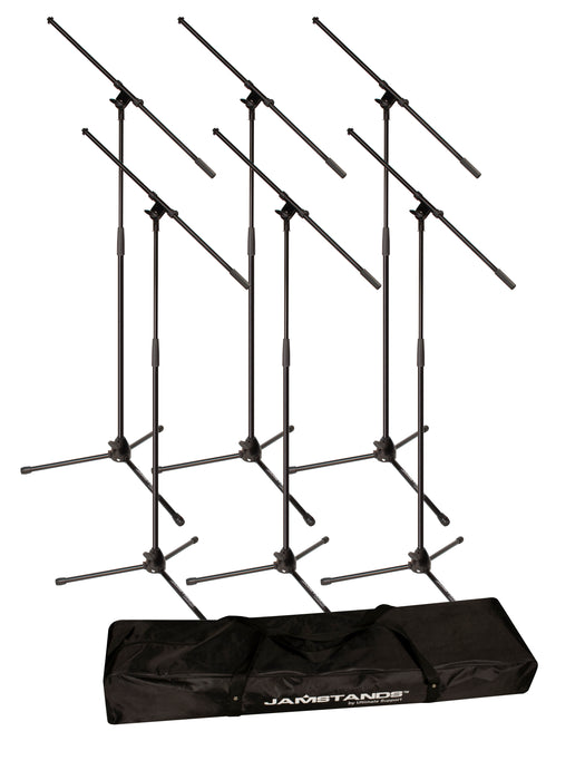 Jamstands JS-MCFB6PK 6-Pack Tripod Mic Stand & Carry Bag