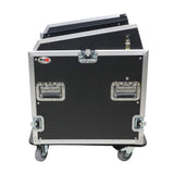 ProX T-12MRSS13ULT 13U Top 12U Front Rack Combo Flight Case with Laptop Shelf and Casters