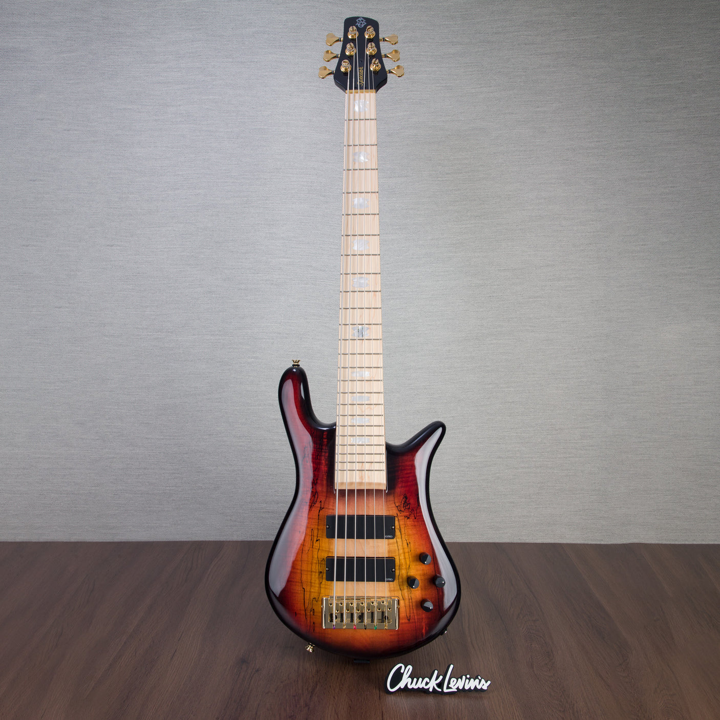 Spector Euro 6 LT Spalted Maple Bass Guitar - Fire Red Burst - CHUCKSCLUSIVE - #]C121SN 21115