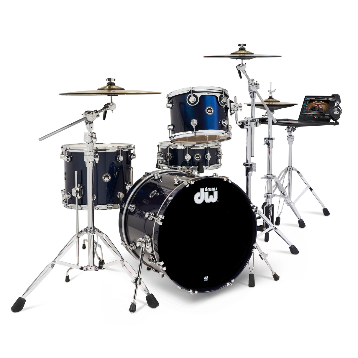 DW DWe 4-Piece Drum Kit Bundle - Midnight Blue Metallic Lacquer