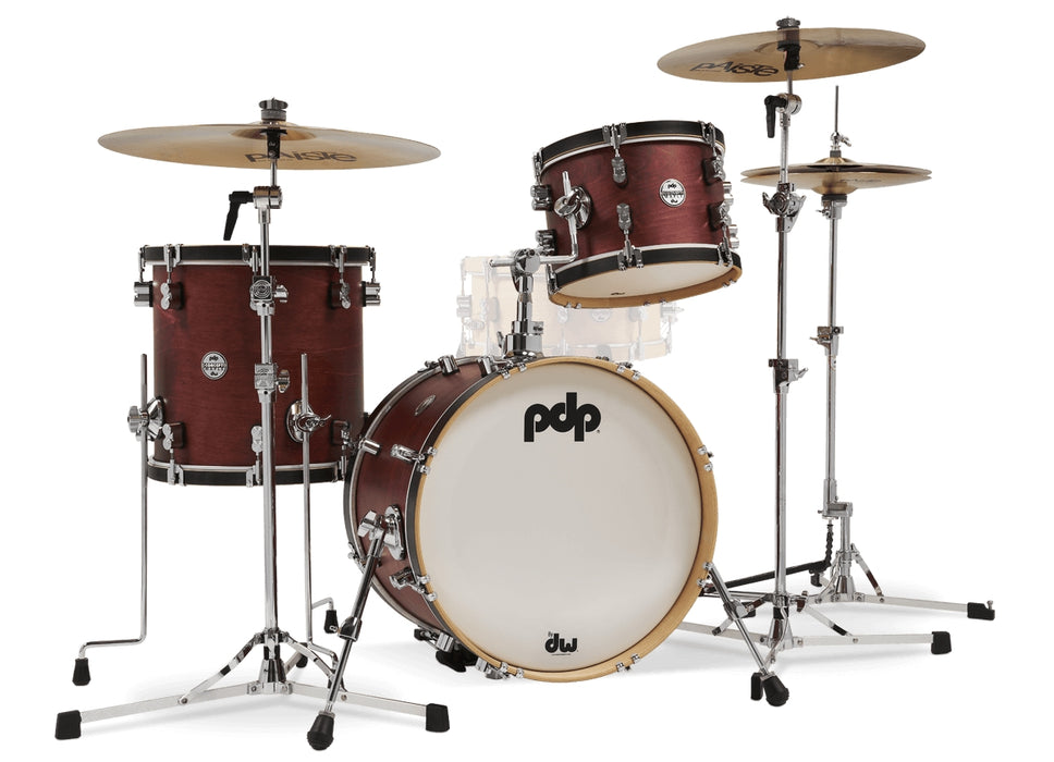 PDP Concept Maple Classic 3-Piece 18" Shell Pack - Ox Blood Stain With Ebony Hoops - New,Ox Blood Stain