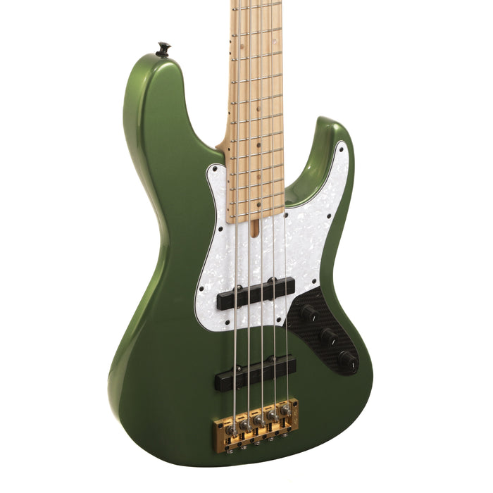 Brubaker USA JXB-5 Standard Electric Bass Guitar - Lime Gold Green Metallic - #014-21