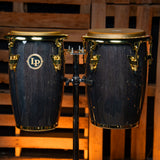 Latin Percussion Junior Conga Set - Black Wood With Gold Hardware - CHUCKSCLUSIVE