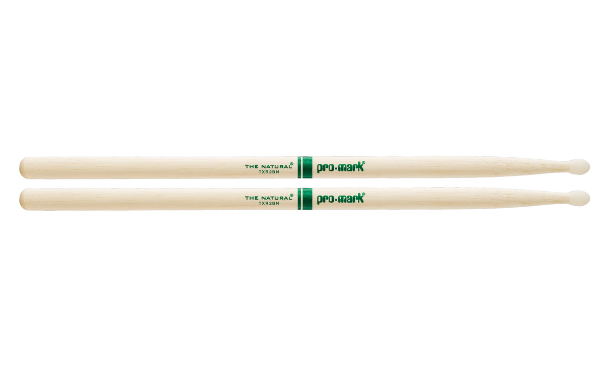 Promark TXR2BN Hickory 2B The Natural Nylon Tip drumstick