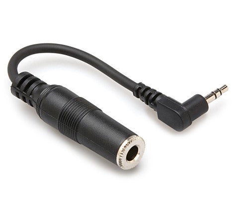 Hosa MHE-100.5 Headphone Adaptor - 1/4" TRS To Right-Angle 3.5mm TRS