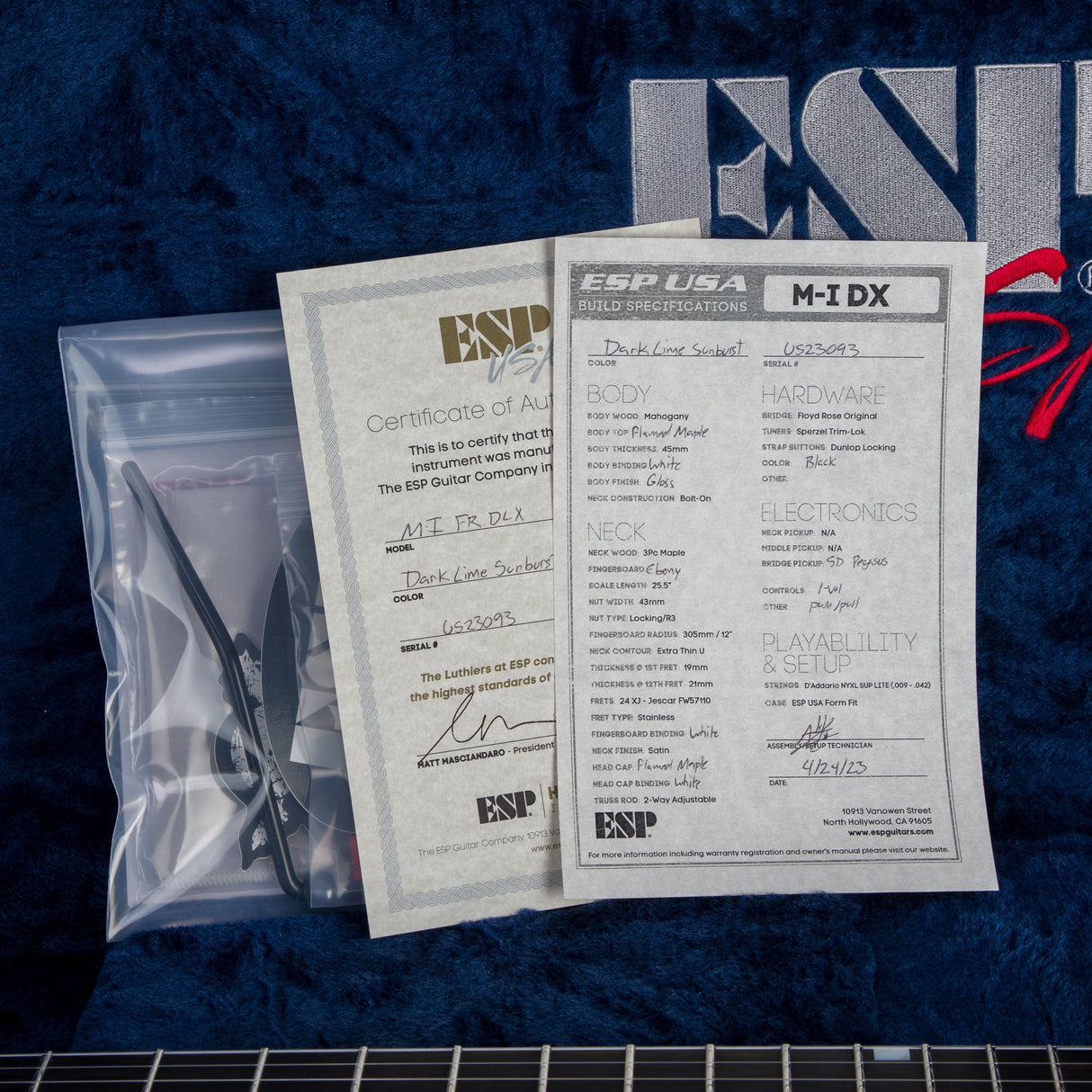 ESP USA M-I FR-DLX Flamed Maple Electric Guitar - Dark Lime Sunburst - #US23093