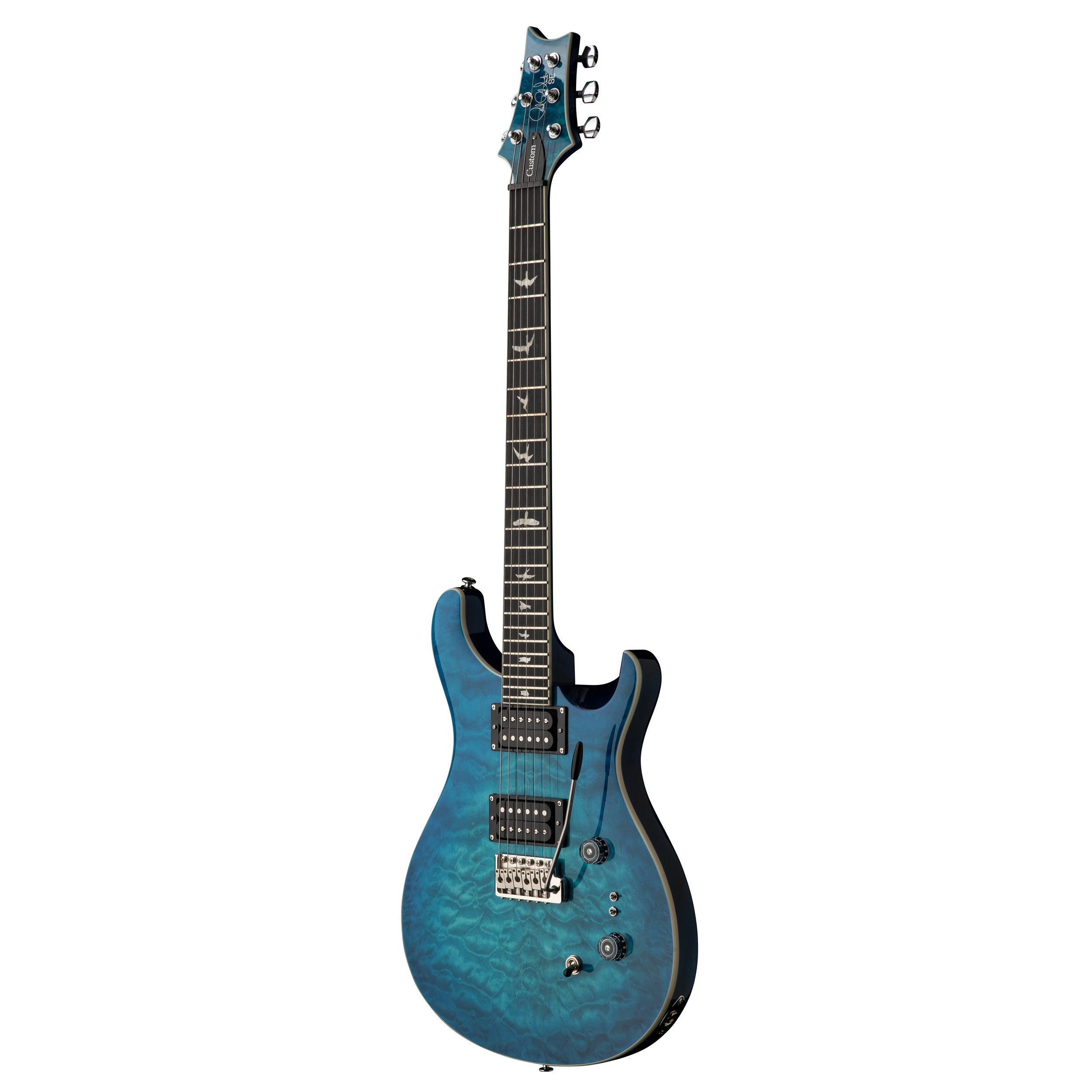 PRS SE Custom 24-08 Quilt Electric Guitar - Lake Blue – Chuck