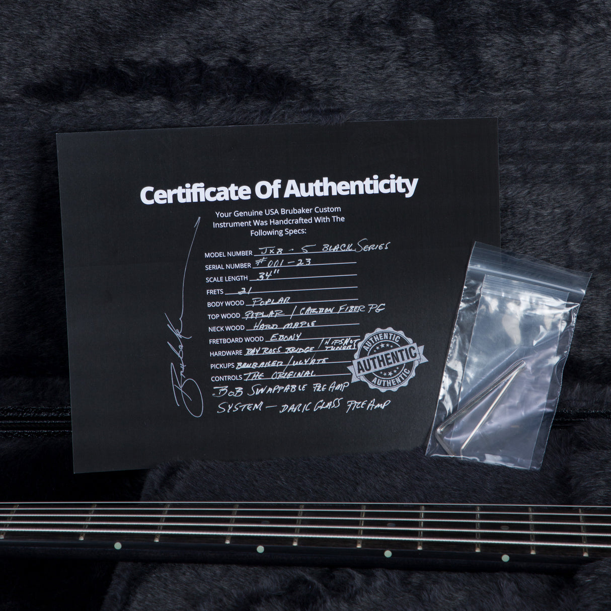 Brubaker USA Performance Series JXB-5 Electric Bass Guitar - Black Satin - #001-23