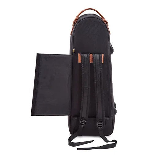 Gard Single Elite Cut-Bell Tenor Trombone Gig Bag - Black Nylon with Light Brown Leather Accent
