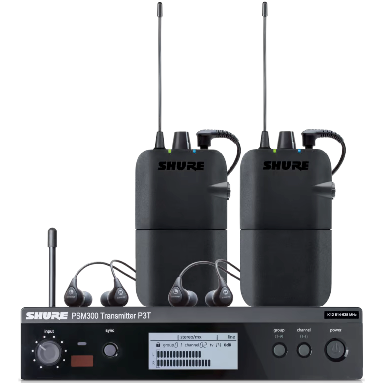 Shure PSM300 P3TR112TW Twinpack Wireless In-Ear Monitor System, H20 Band - Open Box, Mint