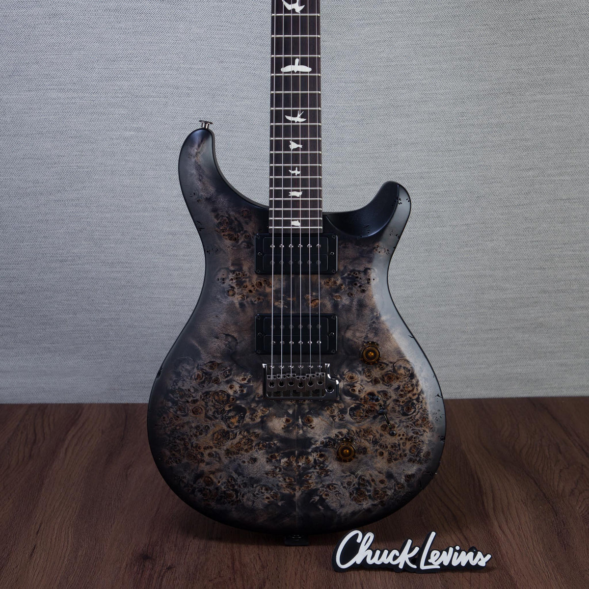 PRS S2 Custom 24 Poplar Burl Electric Guitar - Charcoal Burst - #S2089068