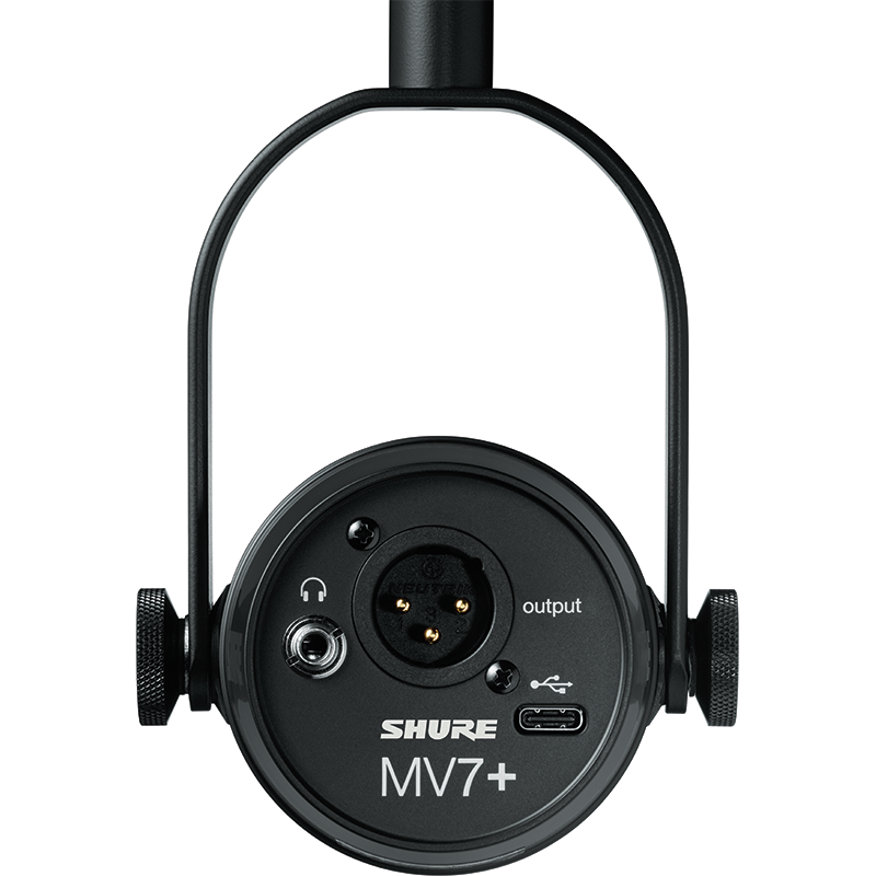 Shure MV7+-K with Earbuds Podcasting Bundle - Black