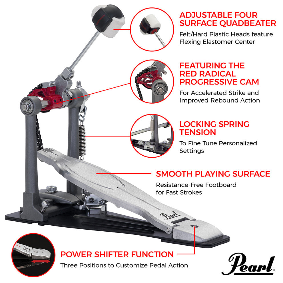 Pearl Eliminator Solo Series P1030R Red Single Bass Drum Pedal