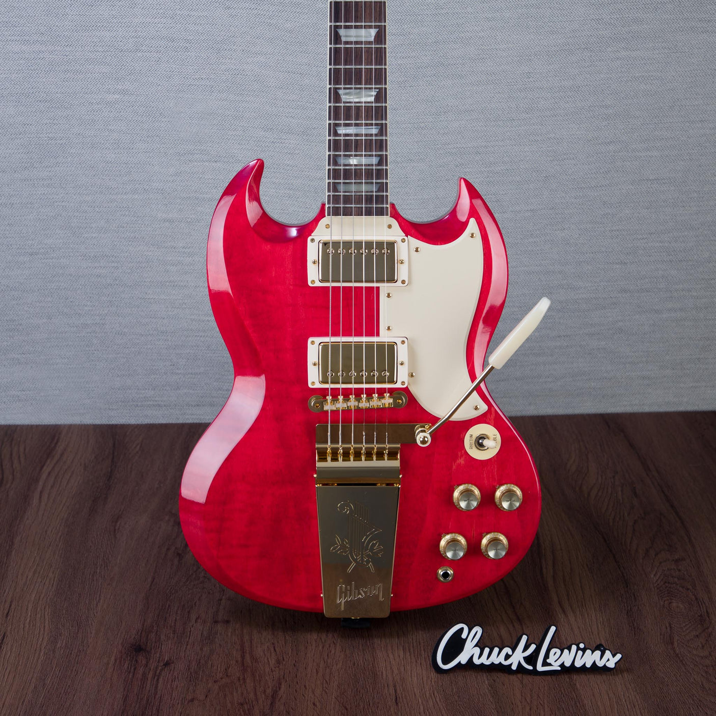 Gibson Custom Shop 1964 SG Standard Reissue Maestro Vibrola Electric Guitar, Gold Hardware - Watermelon King - CHUCKSCLUSIVE - #601384
