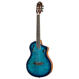 Ortega Tour Player Series Thinline Crossover Nylon String Acoustic Electric - Flamed Maple Blue