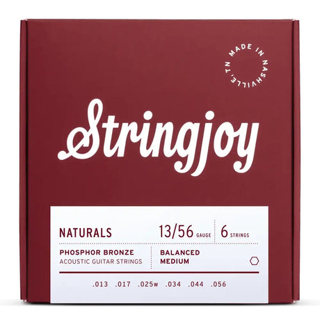 Stringjoy Naturals Phosphor Bronze Acoustic Guitar Strings - Medium Gauge (.013-.056)