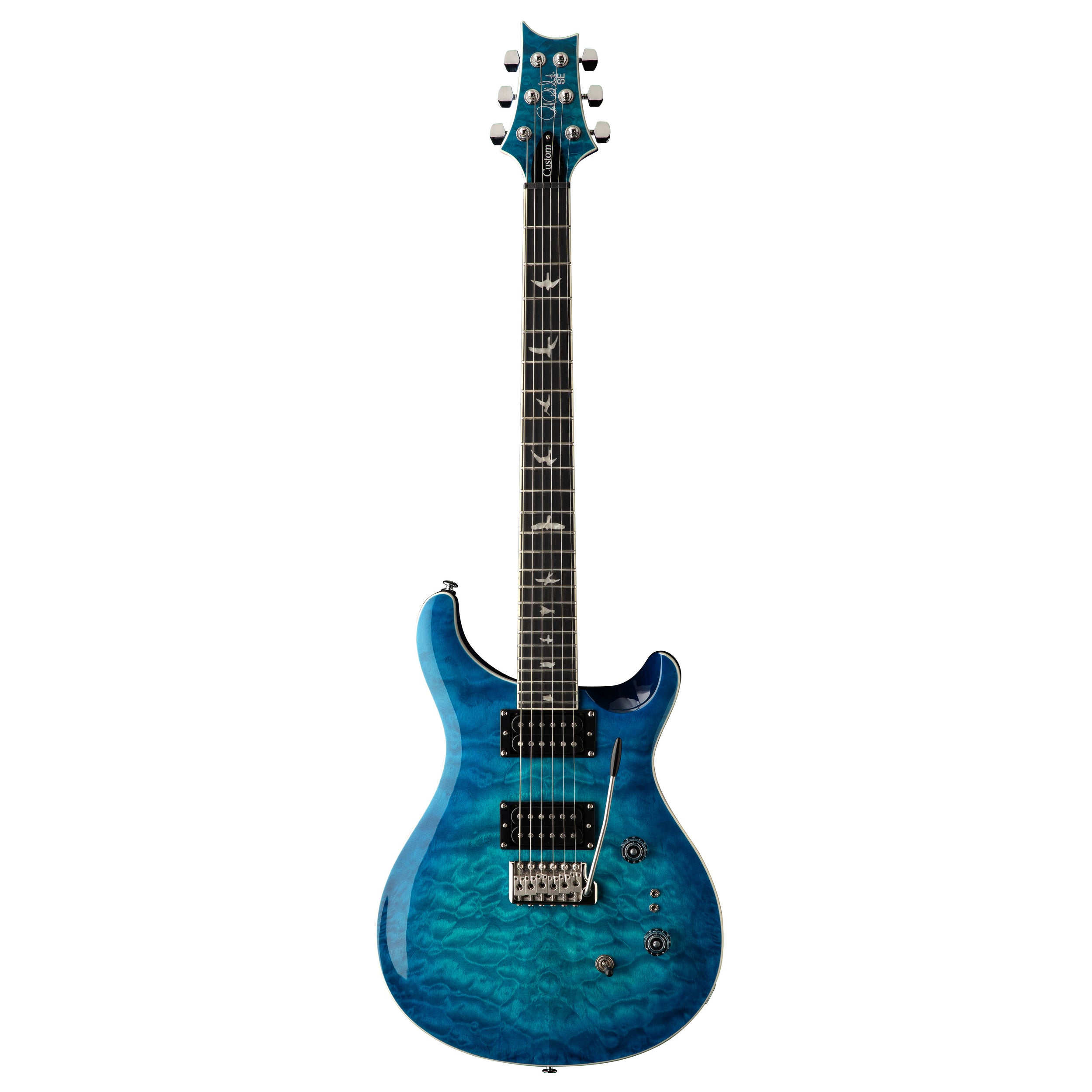 PRS SE Custom 24-08 Quilt Electric Guitar - Lake Blue – Chuck