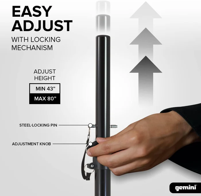Gemini ST-Pack Heavy Duty Professional Audio Universal DJ Fold-Out Telescoping Tripod Steel Speaker Stands