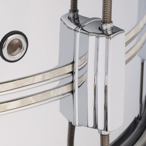 Pearl Duoluxe 6.5x14 Inlaid Chrome / Brass Snare Drum - Nicotine White Marine Pearl